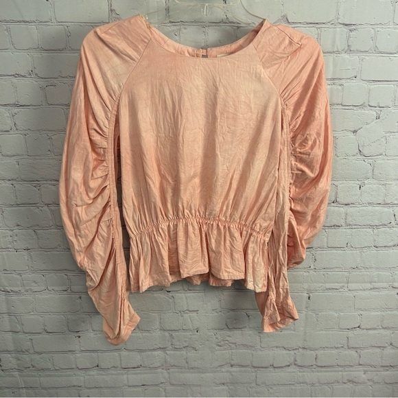 Maria Bouvier x Anthropologie hand dyed organic cotton pink ruched top Small - Picture 12 of 12